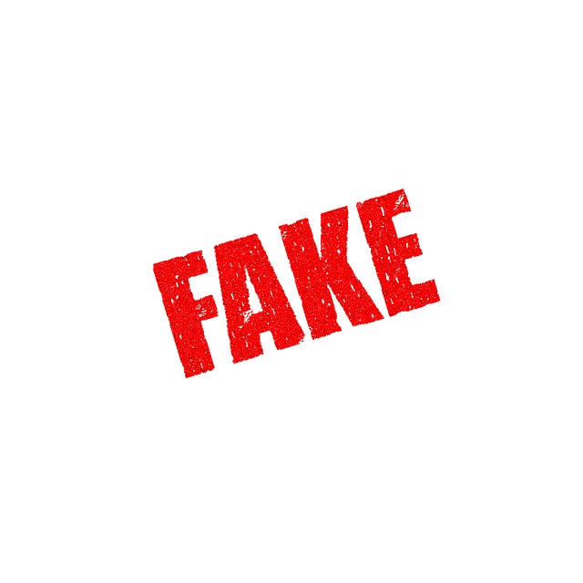 חותמת באנגלית של המילה זיוף FAKE